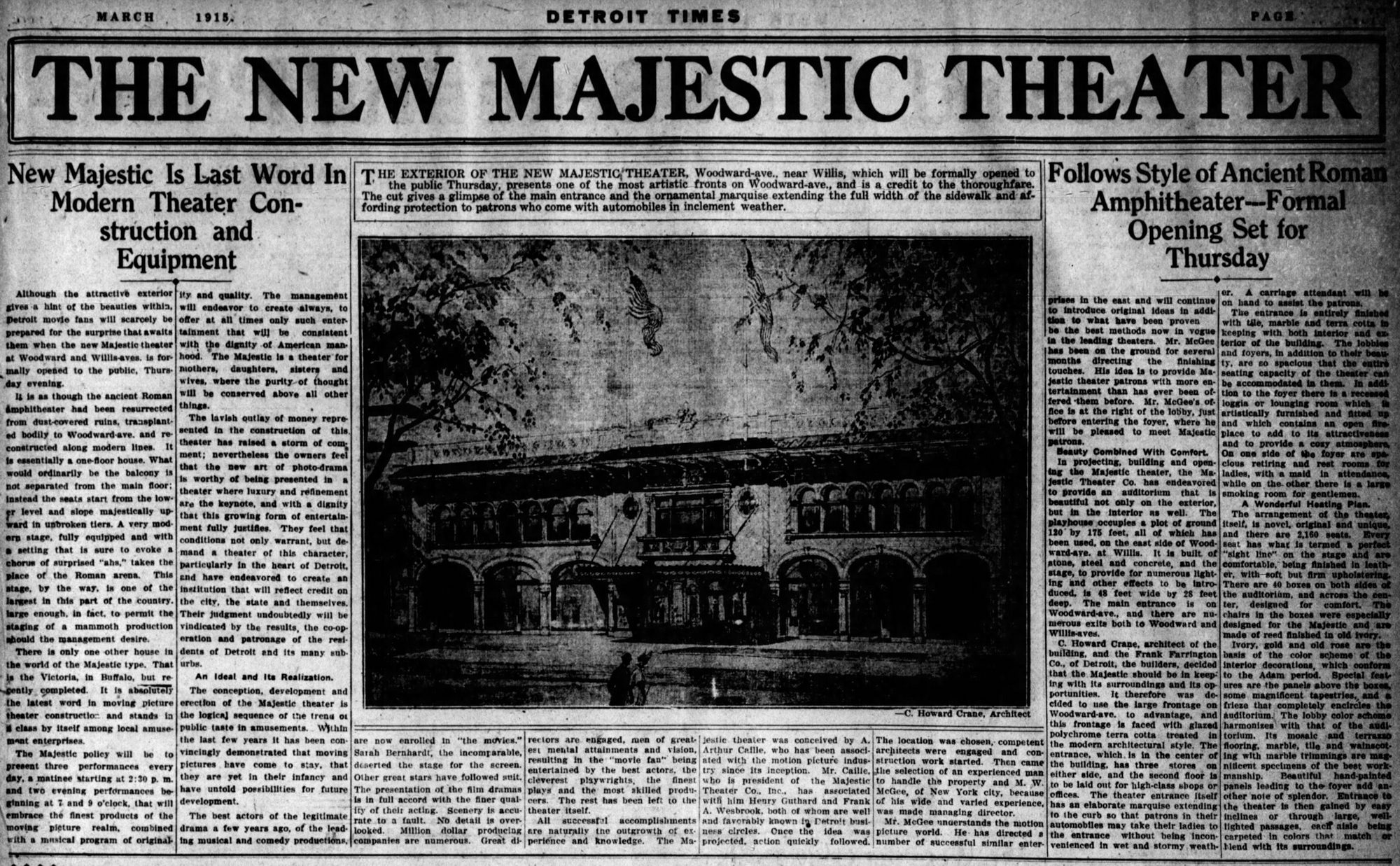 Majestic Theatre - Mar 31 1915 Article